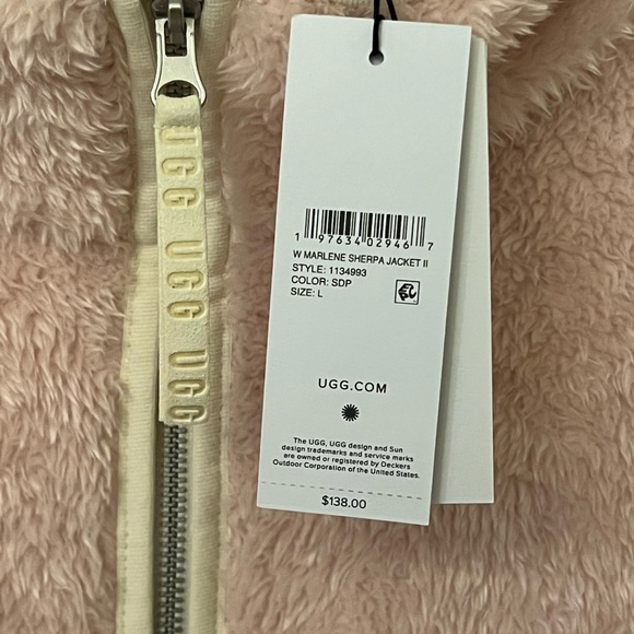 New UGG Marlene Sherpa Jacket ll / Pink/Purple Size L - Picture 4 of 5